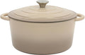 Gibson Home Addlestone 7 Qt Enameled Cast Iron Dutch Oven Pot with Lid – Round, Oven Safe to 500°F, Ideal for Bread Baking & Stews - Gradient Taupe