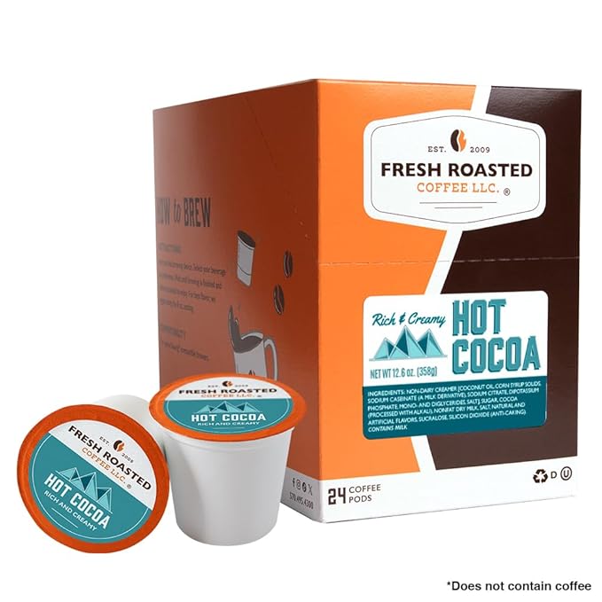 Fresh Roasted Coffee, Hot Cocoa Powdered Drink Pods, K-Cup Compatible, 24 Count