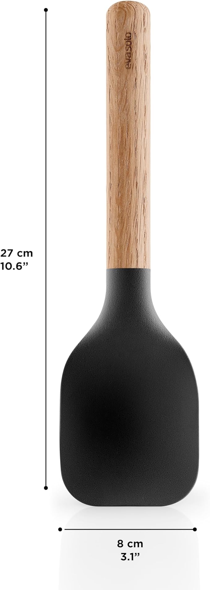 Eva Solo | Nordic Kitchen Serving Utensil | Combined Stirrer & Dough Scraper | Comfortable Oak Handle | Danish Design & Functionality | Black