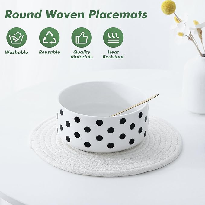 10 Inch Cotton Rope Trivets for Hot Dishes Set of 8 Heat Resistant Mats for Countertop Potholders for Kitchens Trivets for Hot Pots and Pans and Quartz Countertops Farmhouse Kitchen Décor, Beige