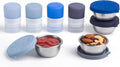 8-Pack Salad Dressing Container To Go, 1-oz Silicone Small Condiment Squeeze Bottles and 1.6 oz Stainless Steel Sauce Containers Cups, Leakproof Condiment Containers with Lids for Lunch Box
