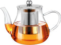 Glass Teapot 28oz/800ml with Removable Infuser, Borosilicate Clear Tea Kettle, Stovetop Safe Tea Kettle Blooming Loose Leaf Teapots, for Camping, Travel