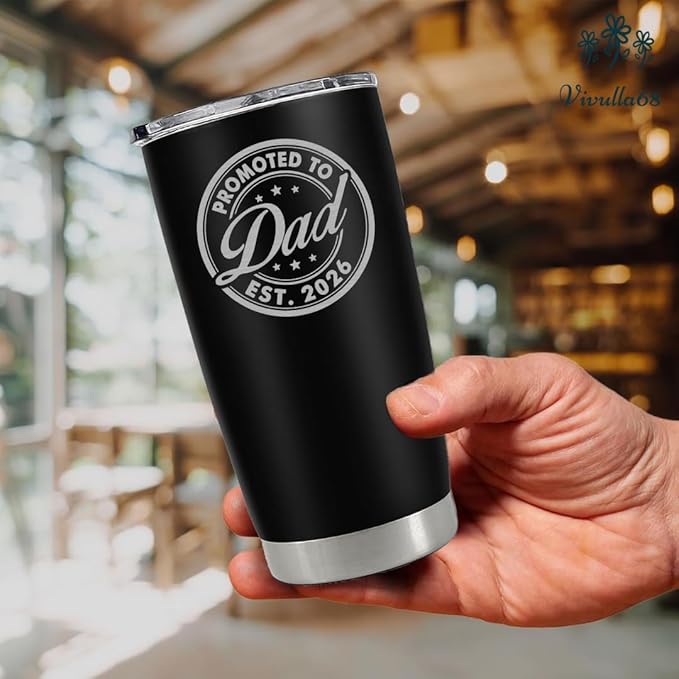 Christmas Gifts For New Dad 2026 Tumbler 20 Oz, Promoted to Dad Est 2026 Mug, Daddy Established 2026 Coffee Cup, 1st Time Fathers Day And Christmas Gifts, Daddy To Be Gift Ideas, Papa Travel Cup