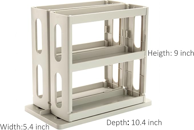 Medicine Organizer 2 Three-Decker Shelves Cabinet Storage Rack Organizer for Holding Vitamins, Supplements Cosmetics (9”H x 5.8”W x 10.4”D) (Dust Gray)
