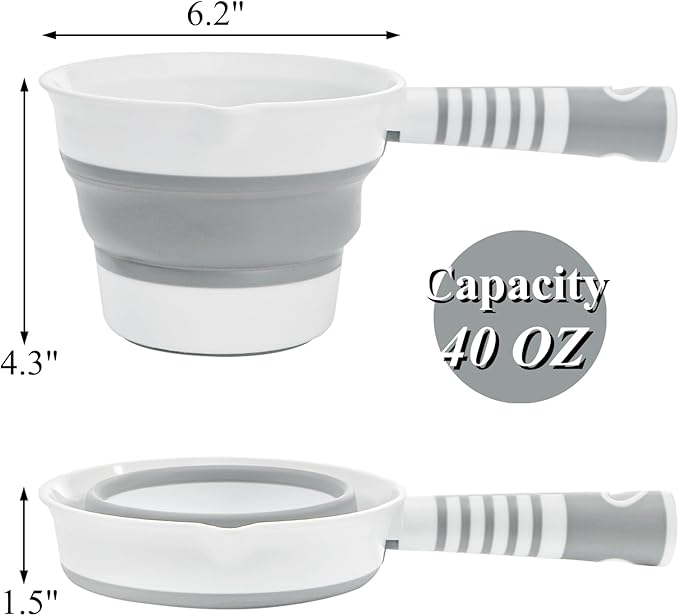 Peohud 4 Pack Folding Water Ladle, Collapsible Water Scoop for Bath, Portable Water Dipper for Kitchen Bathroom Garden Camping Travel