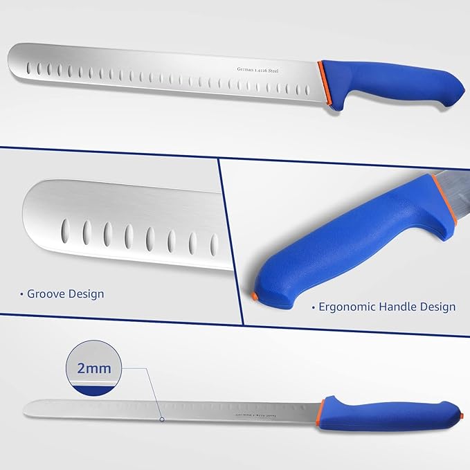 DRAGON RIOT Carving Knife Set for Meat 6 Inch Curved Beef Brisket Trimming and Boning Knife and 10 Inche Meat Slicing Knife Bundle