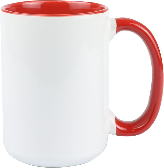 Ceramic 15oz Sublimation Coffee Mug, Red, Case of 12