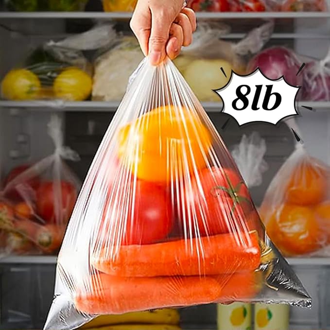 Food Storage Bags, 12 x 20 Clear Plastic Bags, Fresh-Keeping Produce Bags Roll for Food, Fruit, Vegetable, Refrigerator Storage, freezer, Kitchen, Supermarket, 1 Roll 350 Plastic Storage Bags