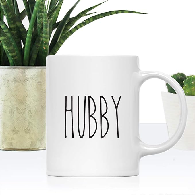 Andaz Press Simple Rustic Farmhouse Kitchen Decor 11oz. Ceramic Coffee Tea Mug Gift, Hubby, 1-Pack, Birthday Christmas Gift Ideas for Family, Friends
