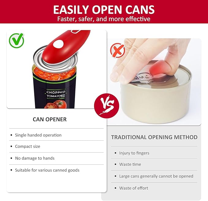 Electric Can Opener, One Touch Hand Free Tin Opener Electric Can Openers for Arthritis Hands Can Openers with One Touch Switch Kitchen Old Man Restaurant Chef's Best Choice-Powerful Safe & Easy