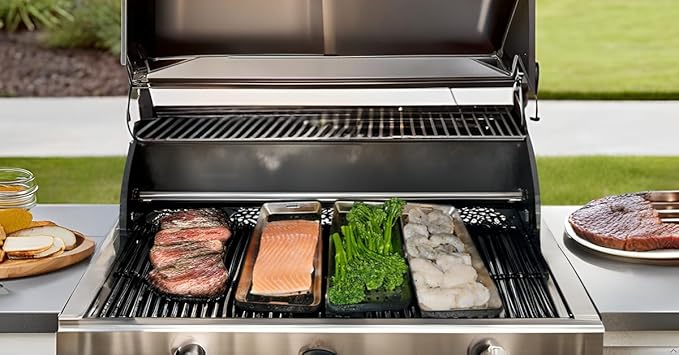 5 Pack Grill Basket for Outdoor Grill, Heavy Duty Stainless Steel Vegetable Grill Pans, Serving Tray BBQ Serving Platters with Holes for Grill Fish,Vegetable,Meat,Prep Food Veggie and Seafood