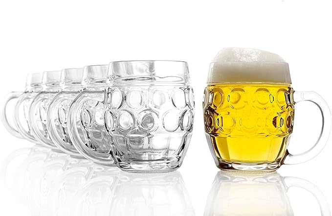 Stlzle Lausitz Tbinger Eye Jug, Pint Glass, Ball, with Fill Mark, Traditional Design, Pack of 6, Dishwasher Safe (250 ml)