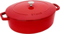 STAUB Cast Iron 6.25-qt Shallow Oval Dutch Oven, Cherry
