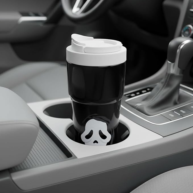 Bioworld Ghostface Mask 27 Oz. Black Stainless Steel Coffee Tumbler