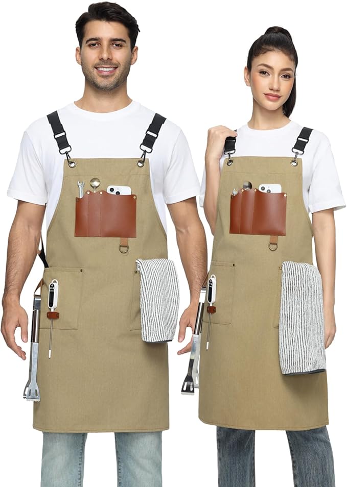 Kitchen Apron - 3 Large Pockets, Cross Back Apron With Adjustable Straps, Cooking Kitchen Chef Apron For Women And Men, Wear-Resistant & Easy To Clean.