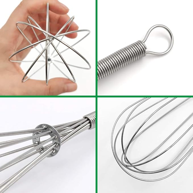 Whisks for Cooking Set, Stainless Steel Wisker for Baking, Blending, Rust-Proof Balloon Wire Whisker Egg Whisk Hand Mixers (8 in + 12 in, 2)