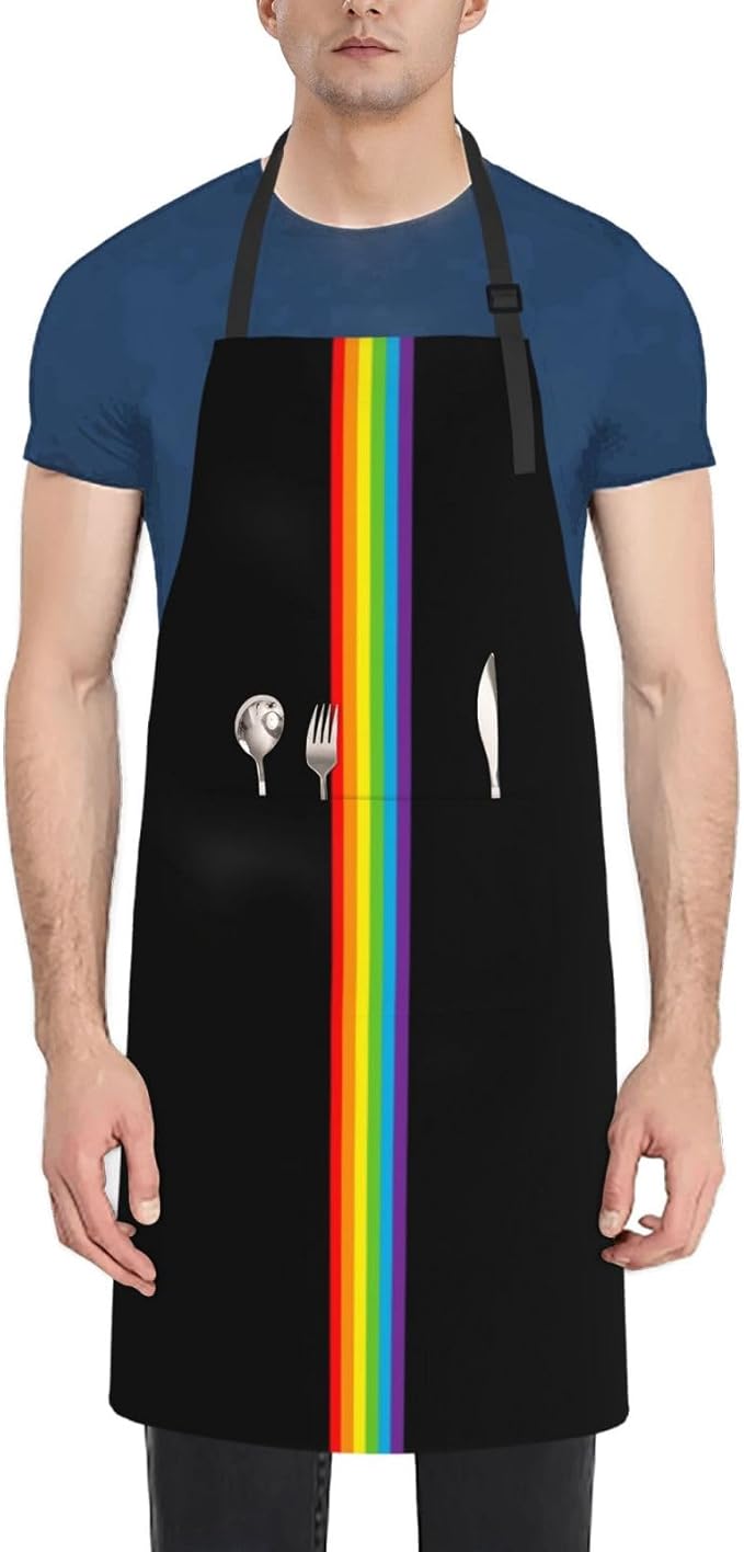 LGBT Aprons Gay Aprons with Pockets and Adjustable Rainbow Apron for Gardening Cooking Kitchen