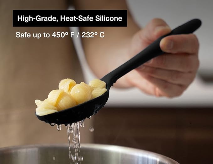 Misen Silicone Mixing Spoon - Professional-Grade, Dishwasher Safe - No Scratch Nonstick-Safe Kitchen Tool for Stirring, Scraping, and Serving - Stong, Durable, Heat Resistant - Black