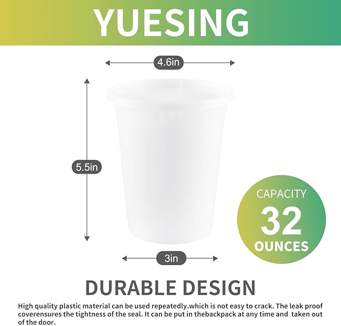 40 Pack 32oz Food Storage Containers with Airtight Lids Freezer Safe for Meal Prep Soup Slime Reusable for Lunches Leftovers Takeout BPA-Free Leakproof Stackable Microwave Dishwasher