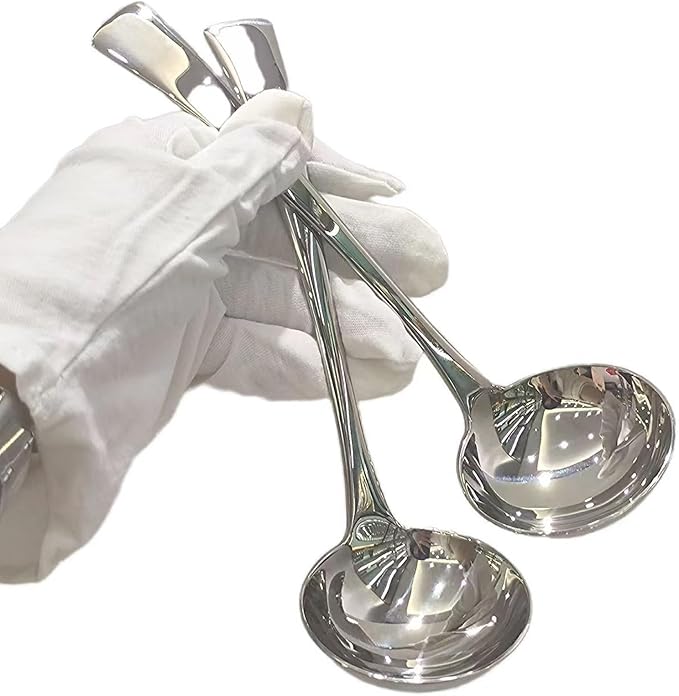 7.7 Inch Small Ladle,Pack of 2,Premium 18/10 Stainless Steel Kitchen Ladle for Soups,dressings,Sauces,Gravy,Stews and More,Silver