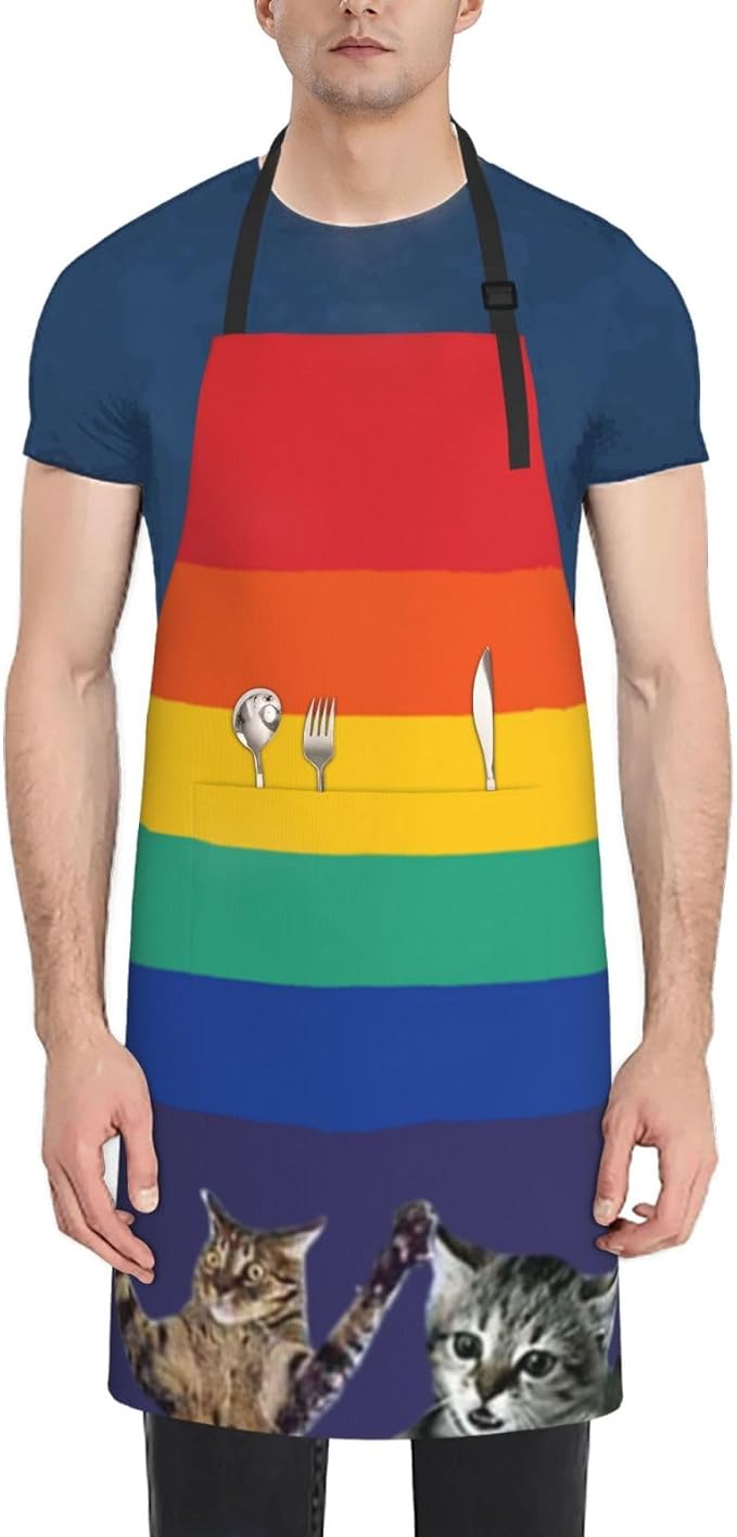 LGBT Aprons Gay Aprons with Pockets and Adjustable Rainbow Apron for Gardening Cooking Kitchen