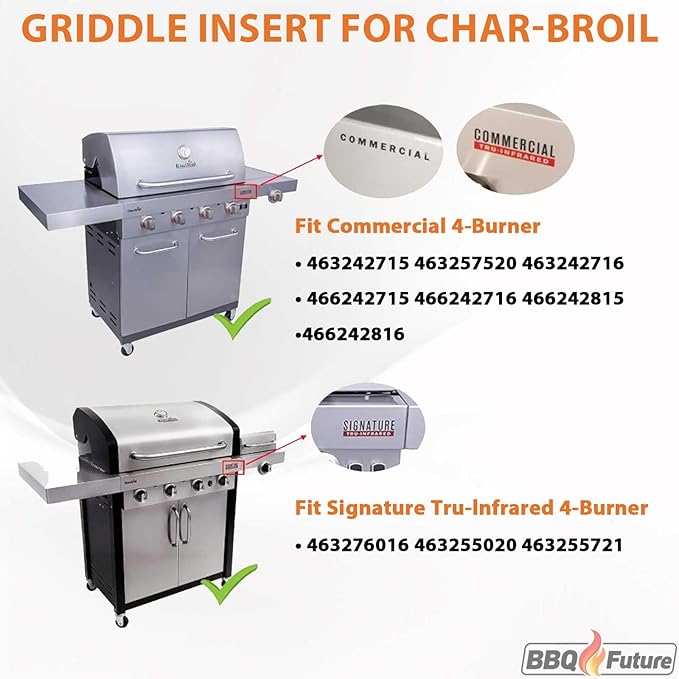Full Size Griddle Insert with Spatula Set for Charbroil TRU Infrared 4 Burner 463242715 463255020 463242716 463257520 463276016 466242715, Flat Top for Charbroil Grill Replacement Parts G533-0009-W1