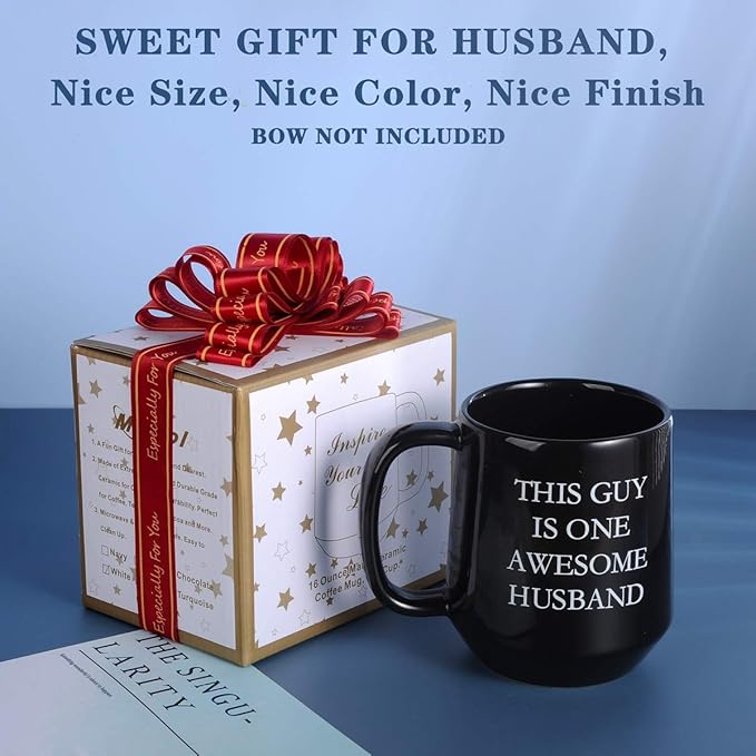 Miicol Funny Coffee Mug 16 oz, Black Coffee Cup, Large Ceramic Tea Mug, Gift Idea for Men, Husband, Flat Bottom Tea Cup, Unique Gift for Birthday, Christmas