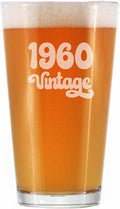 Vintage 1960 Pint Glass for Beer - 65th Birthday Gifts for Men or Women Turning 65 - Fun Bday Party Decor - 16 oz