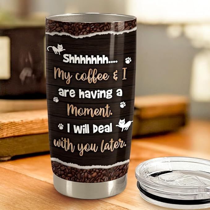 Cat Tumbler 20oz Stainless Steel Insulated Travel Mug Cup for Women Girls Coffee Lovers Gifts for Birthday Christmas