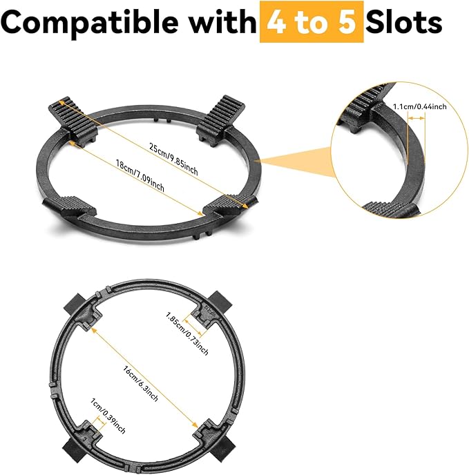 WANGYUANJI 14.2 Inch Round-Bottom Iron Wok and Cast Iron Wok Ring for Gas Stove, 8.3" Non-Slip Wok Support Rack