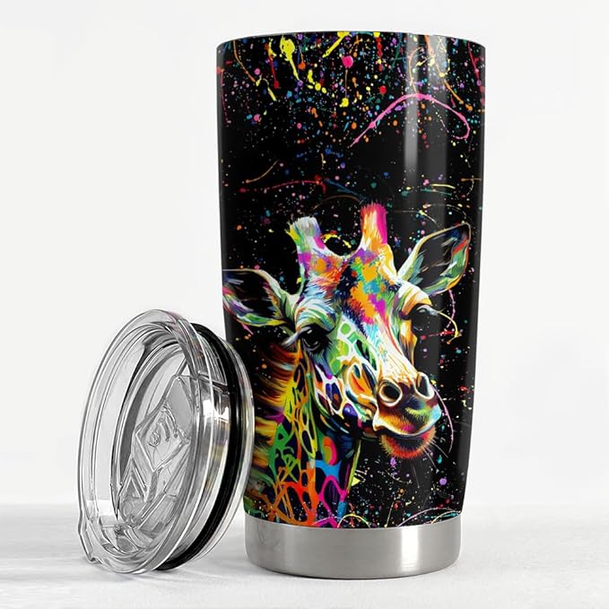 SANDJEST Giraffe Tumbler 20oz Giraffe Gifts for Women Girls Teen Stainless Steel Insulated Tumblers Coffee Travel Mug Cup Gift for Birthday Christmas