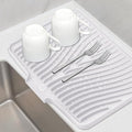 Silicone Dish Drying Mat for Kitchen Counter, Dish Drying Pad, Non-Slip Drain Pad with Built-in Drain, Heat Resistant Stone Drying Mat(Ivory-L 15.8" x 13")