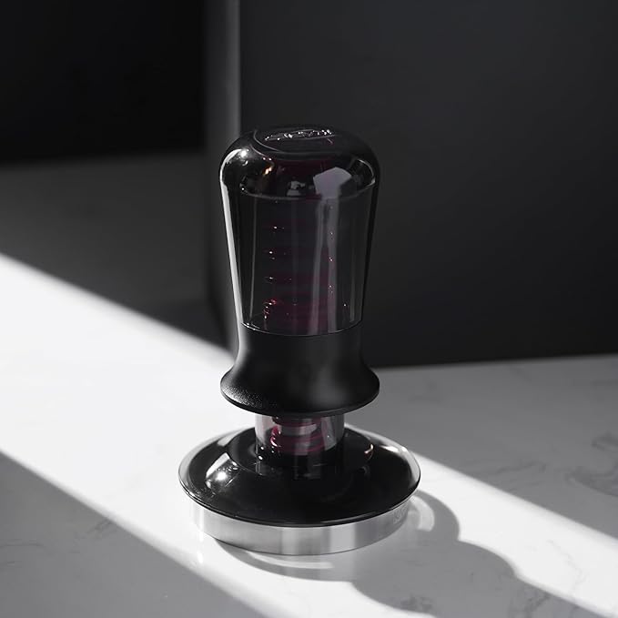 IKAPE 51mm Semi-Transparent Espresso Coffee Tamper, Spring-loaded Calibrated Tamper with Premium Threaded Stainless Steel Base, Compatible with All 51mm Bottomless Portafilters(New Upgrade)