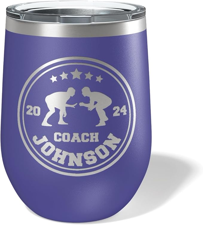 Wrestling Coach gifts, Tumbler, Coach tumbler, Wrestling gifts, Coach Beer glass, Coach gift, Wrestling Coach, Coach gifts, Wrestling Coach (Wrestling Circle, Purple, 12oz Wine Tumbler)