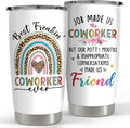 SANDJEST Coworker Tumbler 20oz Stainless Steel Insulated Coffee Travel Mug Cup - Goodbye Farewell Gifts for Women Work Besties Boss Female Friend