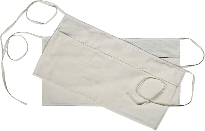 RAJRANG Pure Cotton Waitress Apron Half Server Waist Short Aprons with 3 Pockets