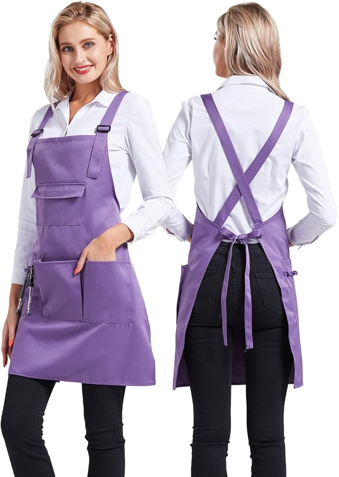 Nanxson Adjustable Women Bib Apron Multi Function Professional Salon Stylist Work Apron with Tool Pockets CF3010