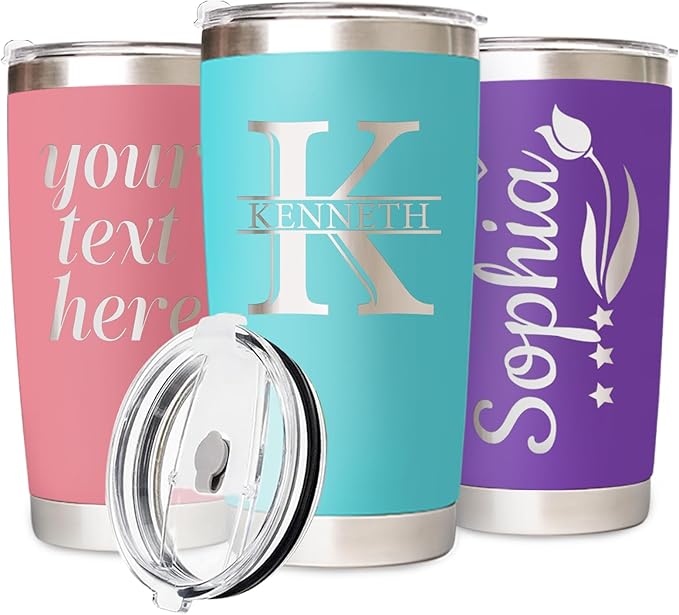 Personalized Tumbler with Text Name, Custom Stainless Steel Tumbler, Customized Employee Appreciation Gifts, Retirement Gifts for Men Women office, Customized By Enterprise (Engrave)