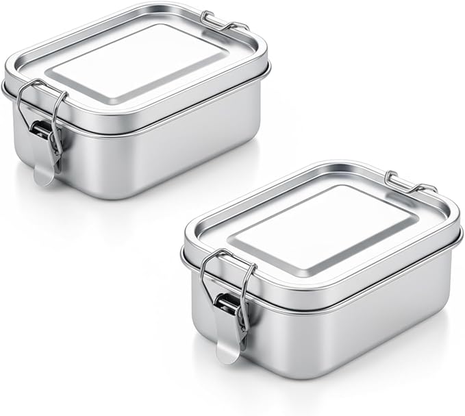 28oz Bento Box, Stainless Steel 850ml Portable Lunch Box, Leak Proof Lockable Food Snack Container with Lids and Handle, Reusable Dishwasher Metal Boxes for Lunch Prep Travel Outdoor Camping