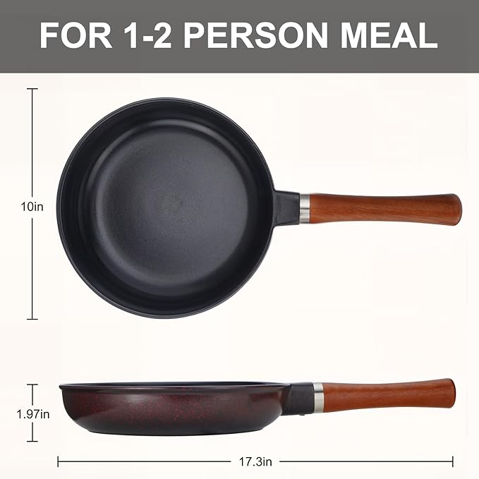 Pure Ceramic Frying Pan, Nonstick 10 Inch Ceramic Skillet (Crafted From Natural Clay Minerals Through Firing), PFAS-Free, Non Toxic/No Coatings Cooking Pan, Induction Pan (Black)