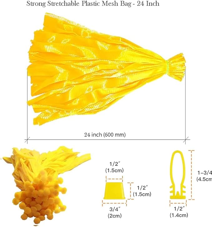 100pcs Seafood Boiling Bags, Plastic Reusable Mesh Produce Bags, Crawfish Bags Boiling Bags, Mesh Onion Bags, Fruit and Vegetable Produce Bag (24inch and Loop-Style Closures)