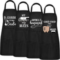 Mepase 4-piece Fun Cooking Apron Set, Women's Size, with 2 Pockets, Adjustable Kitchen Apron, Suitable for Moms, Wives, Bakers, Chefs, Christmas and New Year Gift