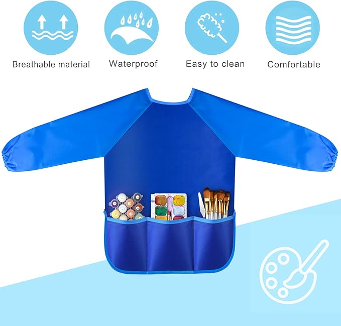 KUUQA Waterproof Children Art Smock Kids Art Aprons, Painting Supplies (Paints and brushes not included)