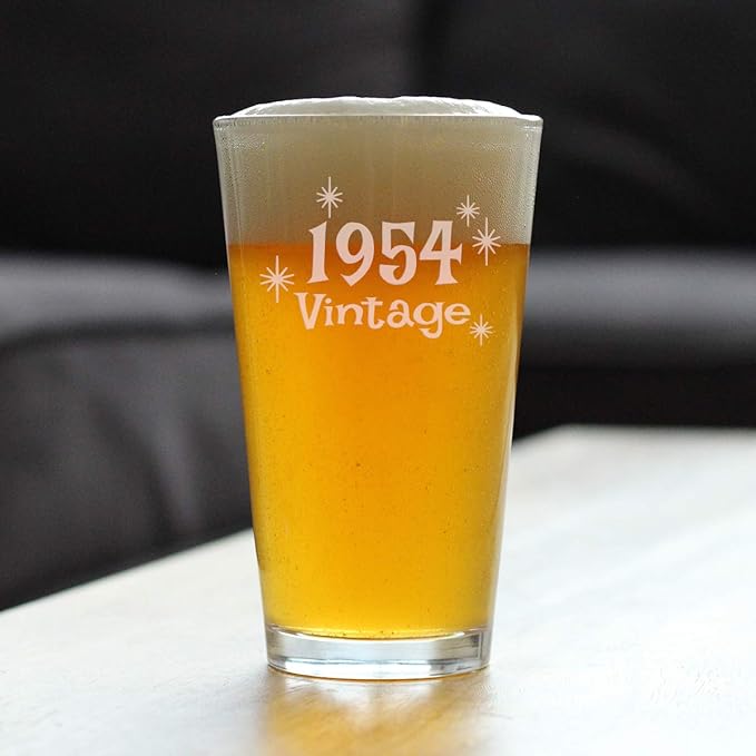 Vintage 1954 Pint Glass for Beer - 71st Birthday Gifts for Men or Women Turning 71 - Fun Bday Party Decor - 16 oz
