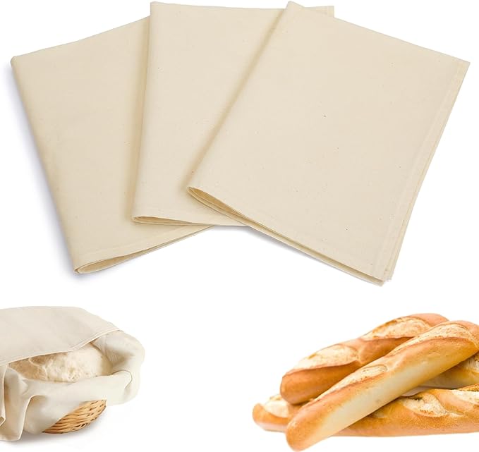 3pcs 100% cotton Tea Towels for Baking Sourdough - 14" x 18'' Unbleached Bread Basket Flour Sack Towels, Proofing Cover Cloth for Dough Raising, Bread Making Accessories Bakers Gift