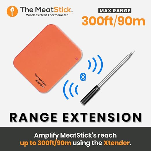 The MeatStick Xtender Set | Smart Wireless Meat Thermometer | 300ft Range Digital Food Probe with Bluetooth | for Smoking, Grilling, BBQ, Air Fryer, Deep Frying, Oven, SousVide, Rotisserie