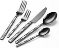 Black Silverware Set, Luxury 20-Piece Flatware Set for 4, Cutlery Set Stainless Steel, Diamond Cut Pattern, Home, Wedding & Party, 18/10 Stainless Steel Tablewaret & Dishwasher Safe Utensils.