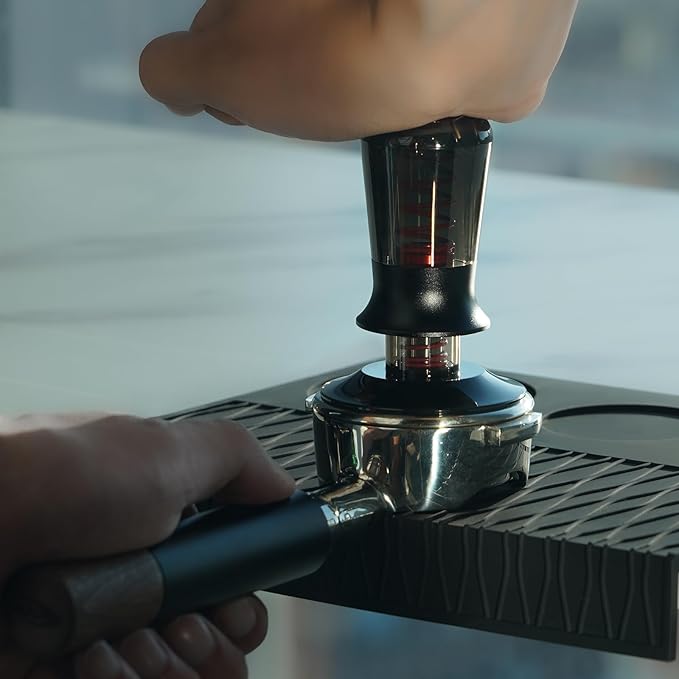 IKAPE 51mm Semi-Transparent Espresso Coffee Tamper, Spring-loaded Calibrated Tamper with Premium Threaded Stainless Steel Base, Compatible with All 51mm Bottomless Portafilters(New Upgrade)