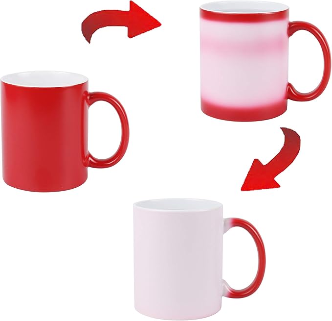11oz Color Changeable Sublimation Mug Red, Packed in White Box, Case of 6