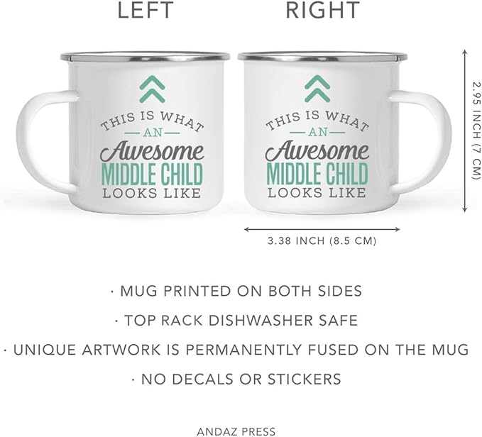 Andaz Press 11oz. Stainless Steel Campfire Coffee Mug Gift, This is What an Awesome Middle Child Looks Like, 1-Pack, Birthday Gift Ideas Coworker Him Her, Includes Gift Box